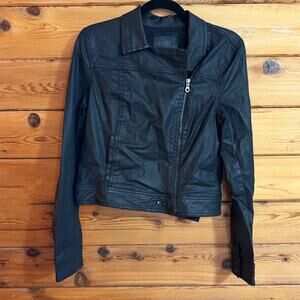 PAIGE Brooklyn Jacket Undercurrent Coated Waxed Denim Black Medium